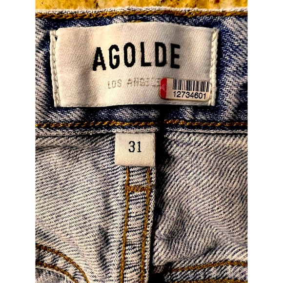 AGOLDE Riley High Rise Crop Straight Jeans Button Fly Light Wash Women's Size 31 - Picture 7 of 10